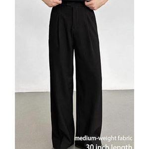 กางเกงทรงหลวมสำหรับผู้ชาย กางเกงขากว้างแบบมีจีบ ทรงหลวมสไตล์ Old Money กางเกงลำลอง - Product Image 3