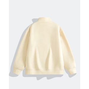 Men's Women's Streetwear Half Zip Pullover Oversized <b>Mock</b> <b>Neck</b> Sweatshirt Plain Cotton Custom Logo <b>Top</b> - Product Image 3