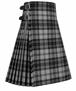Global Fashion 2026 <b>Men's</b> Polyviscose Tartan <b>Kilt</b> Pleated High Waist <b>Black</b> Gray Plaid Pattern - Product Image 3