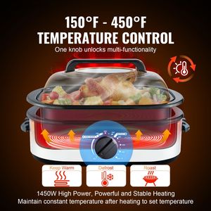 Forno Elettrico per Arrosto di Tacchino da 22 QT con Coperchio Autoriscaldante e Funzione Scongelamento e Riscaldamento da 1450W - Product Image 6