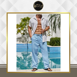 Pantalones Casuales para Hombre, Mezcla de Lino y Viscosa de Primera Calidad, Ligeros, Transpirables y Sostenibles, Suministro Directo de Fábrica, Precio Bajo - Product Image 3