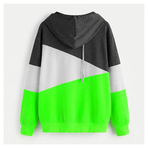 Sudadera con capucha de forro polar grueso de color personalizado al por mayor, estilo urbano, informal, verde neón, blanco, gris carbón, unisex - Product Image 2
