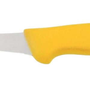Couteaux à désosser à manche jaune avec lame de coupe étroite et incurvée argentée et protège-doigts ergonomique pour le travail de la volaille et de la viande - Product Image 5