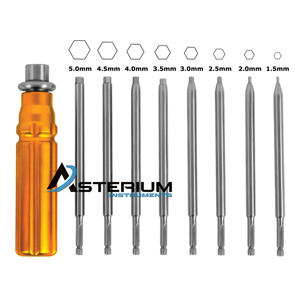 ASTERIUM Orthopedic Surgical <b>Screwdriver</b> <b>Set</b> with Quick Coupling Handle 1.5–5.0mm Hex Driver Tips Bone Implant Instrument - Product Image 3
