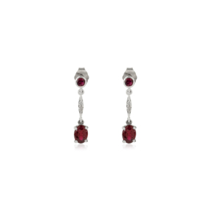 Nueva colección de pendientes pequeños hechos a mano con rubí y diamantes para mujer, oro blanco de 14 quilates, regalo del Día de San Valentín, joyería preciosa - Product Image 1