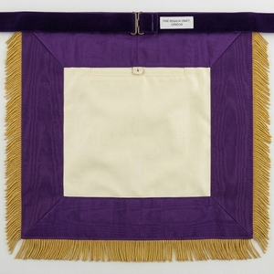 Custom <b>Purple</b> Masonic Apron with Gold Fringe & Embroidered Symbolic Emblem – Vintage Formal Freemason Regalia Accessory - Product Image 6