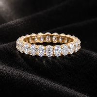 Bague de luxe en diamant de laboratoire taille ronde 1-5 carats, plaqué or de haute qualité, argent 925, alliance éternité en diamant CVD, bijoux fins