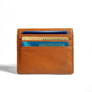 Castello Unisex Bi-Fold <b>Card</b> <b>Holder</b> <b>Wallet</b> Genuine Vegetable Tanned Leather Open Short Embossed Logo Business Credit <b>Cards</b> New - Product Image 3