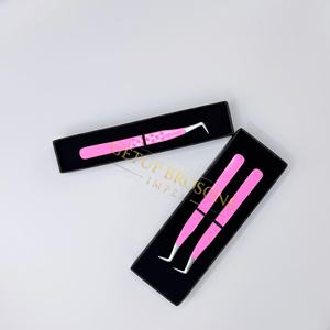 Pinzas para Pestañas de Acero Inoxidable con Punta de Fibra Duradera, Diseño de Corazón Recortado, Recubrimiento en Polvo Rosa Claro, 90 Grados - Product Image 5