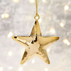 Gold Star Ornament in Metal with Lightning Design Perfect for Festive Winter Home Decor and <b>Charming</b> Hanging Decoration - Product Image 2