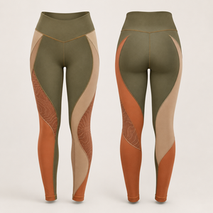Leggings de yoga taille haute pleine longueur, color block, surpiqûres contrastées, en Spandex et Nylon, extensibles dans les quatre sens, respirants, avec bande latérale - Product Image 1
