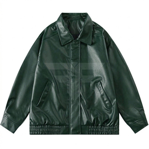 เสื้อแจ็คเก็ตหนัง PU ย้อมสีสำหรับผู้ชาย ไซส์ใหญ่ กันลม สไตล์ฮิปฮอป แบบวาร์ซิตี้ พร้อมลายทอ หนา เหมาะสำหรับฤดูใบไม้ร่วง - Product Image 1
