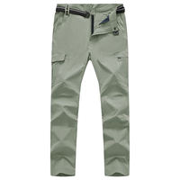 Celana Cargo Pria Bahan Soft Shell Tahan Air Warna Hijau Zaitun Kancing Depan Regular Fit Untuk Hiking dan Aktivitas Luar Ruangan Musim Dingin