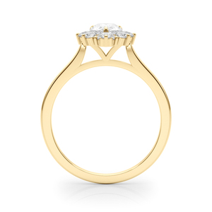 IGI Certified Pear Cut Lab Grown Diamond Halo Engagement <b>Ring</b> with Side Diamonds <b>Rhodium</b> Plated 10K 14K 18K Gold 925 935 Silver - Product Image 4