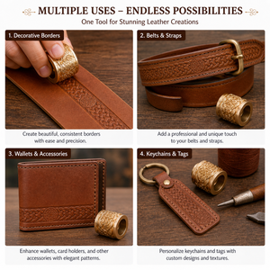 <b>Leather</b> Embossing Roller for Belts Wallets Keychains & <b>Leather</b> Crafts | Premium Brass Pattern Roller | Professional Leathercraft - Product Image 4