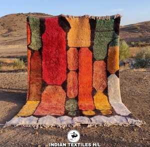 Tapis Beni Ourain marocain unique fait main, tapis Beni Ourain marocain bohème Albertina noué à la main en laine et coton, couleur crème beige - Product Image 1