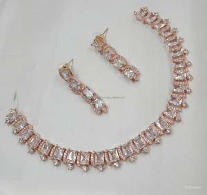 Classic American Diamond Bridal Jewelry <b>Set</b> Two-Piece <b>Necklace</b> <b>and</b> <b>Earrings</b> for Wedding Fashionable Classic Style - Product Image 1