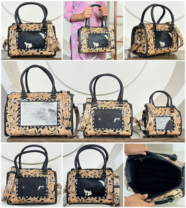 Sac Speedy moyen de luxe en cuir de vachette à poils, pour femme, style western, fait main, sac à bandoulière, sac de voyage - Product Image 3