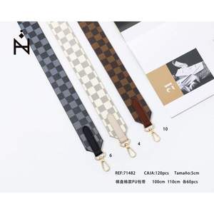 Correa extraíble de PU con diseño a cuadros para bolsos de mujer, estilo clásico, correa única, diseño de entramado de diamantes - Product Image 1