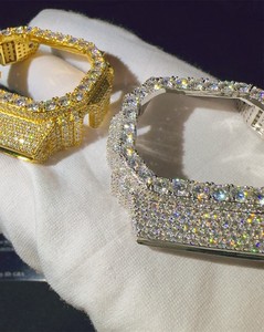 Kit de modification de boîtier de montre octogonal en acier inoxydable, serti de pierres style diamant, finition glacée, pour un look audacieux et tendance, cadre de mise à niveau - Product Image 3