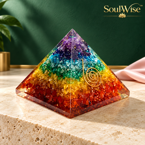 Pyramide d'orgonite arc-en-ciel sculptée à la main en pierre précieuse, décoration en cristal de Chine pour la méditation, la maison ou comme cadeau - Product Image 6