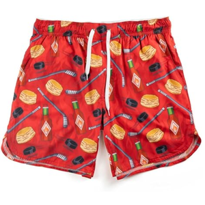 Shorts Deportivos Rojos para Hombre con Cintura Elástica, Diseño de Hockey, Salsa Picante, 100% Poliéster Transpirable, para Otoño y Natación - Product Image 2