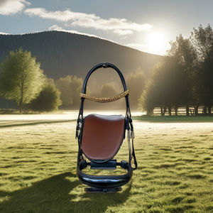 Bridon de dressage anatomique pour cheval en cuir végétal teint en tambour, avec muserolle en cuir verni et strass, équipement équestre, bridon pour cheval - Product Image 1