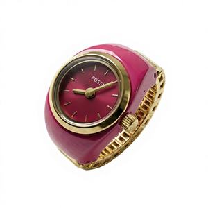 Anillo de Compromiso y Boda Inspirado en Oro Sólido de 22K para Mujer, Reloj de Lujo con Esmalte Rosa, Joyería de Dedo de Diseñador, Banda de Oro de 6g - Product Image 1