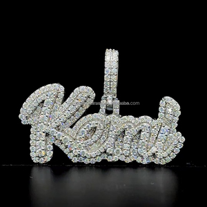 Hip Hop 1.5 pouces Moissanite Initial Pendentif S925 Iced Out VVS Diamant Lettre Pendentif Bling Rappeur Moissanite Nom Pendentif - Product Image 1