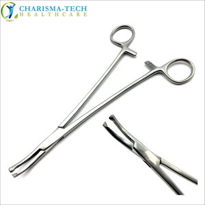 คีมหนีบ 21 ซม. โค้ง 1x2 ฟัน สแตนเลส เครื่องมือผ่าตัดทางนรีเวช CE - Product Image 5