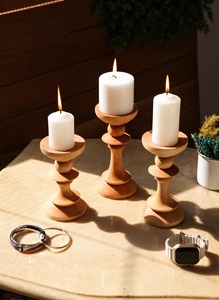 Porte-bougie en bois massif de haute qualité, écologique, vintage, classique, personnalisable, décoratif - Product Image 5