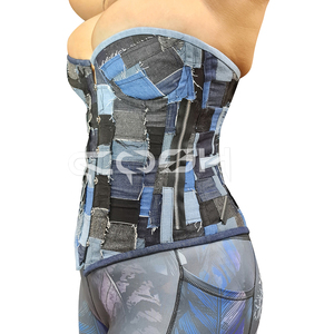Top corset en denim patchwork sur mesure - Product Image 2