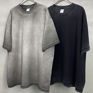 T-shirts pour hommes 100% coton, manches courtes, surdimensionnés, été, impression de logo personnalisée, tailles plus grandes, t-shirts à bords gradués pour hommes - Product Image 1