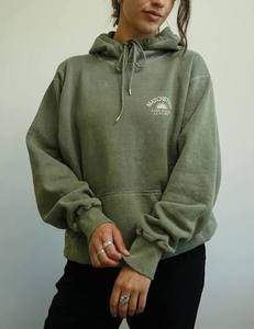 Beige Oversized <b>Hooded</b> Pullover Sweatshirt Men 100% Cotton <b>Fleece</b> Regular Sleeve Front Pocket Custom Logo Embroidery Winter - Product Image 4