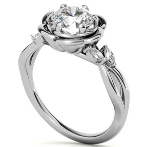 Bague en moissanite de forme ronde en forme de fleur, en argent sterling 925 plaqué or blanc, bague de fiançailles de luxe, bague de mariage, bague de promesse, cadeau - Product Image 4