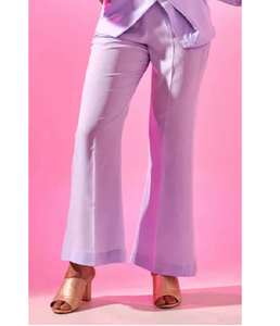Pantalon Évasé Élégant en Crêpe Lavande pour Femme – Confortable, Taille Haute, Coupe Ample pour le Bureau, les Tenues Décontractées, les Fêtes ou les Soirées - Product Image 1