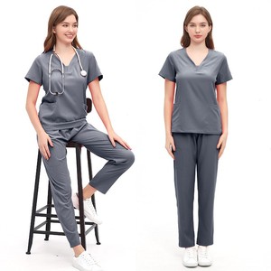 Conjunto de Uniformes Médicos Unisex con Cuello en V para Enfermeras, Ropa de Trabajo para Hospitales, Uniformes para Personal de Atención Médica - Camisa - Product Image 5