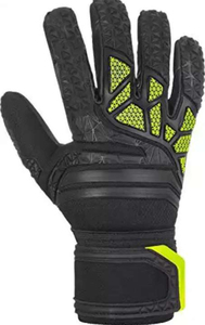 Football Goalkeeper Gloves Black With Neon Green Accents <b>Full</b> Finger Non <b>Slip</b> Breathable Adjustable Wrist Strap Unisex - Product Image 3