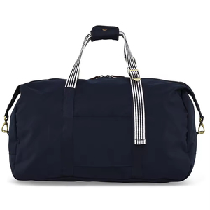 Yellow Canvas <b>Duffel</b> <b>Bag</b> with Striped Handles Zipper Closure Large Capacity Travel Weekender <b>Bag</b> - Product Image 2