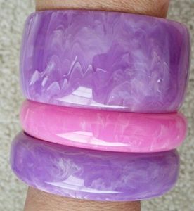 Handmade Purple Pink Resin Bangles Set <b>Cute</b> Acrylic <b>Bracelets</b> for Women Fashion Jewelry Party Wear Style - Product Image 2