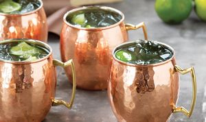 Copper cocktail serving mug set for refined evening hosting hammered finish metal cups durable reusable party mugs - Product Image 2