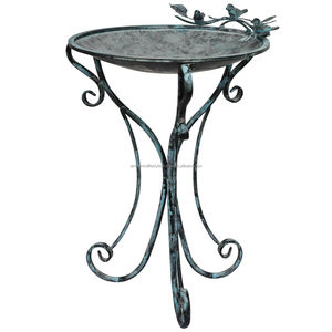 Premium metal <b>bird</b> bath outdoor garden decorative pedestal durable rust resistant finish for <b>backyard</b> landscaping use - Product Image 2