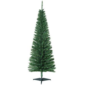 5 Slim Christmas <b>Tree</b> with 294 Realistic Branch Tips <b>Artificial</b> Green Pencil Christmas <b>Tree</b> with Plastic Stand - Product Image 1