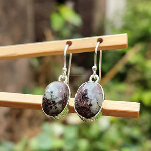 Eudialyte Naturel Géométrique Marquise Dangle Fait À La Main Style Bohème 16x12mm Boucles D'oreilles En Argent Sterling 925 Tendance Vente Chaude - Product Image 3