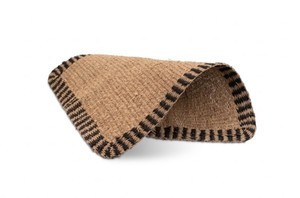 Tapis rectangulaire en jonc de mer naturel, tissé à la main, avec bordure à pompons noirs, pour salon, chambre, entrée, pique-nique - Product Image 2