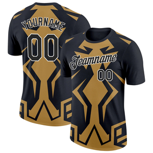 Maillot de basket-ball géométrique noir et jaune personnalisé, impression sublimée, col ras du cou, manches courtes, unisexe, adulte, vêtements de sport à séchage rapide - Product Image 5