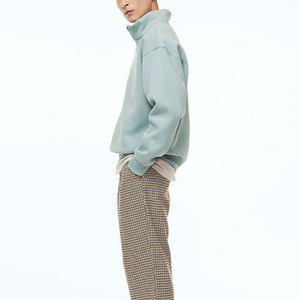 Unisex <b>Light</b> Green Quarter Zip Sweatshirt French Terry Stand Collar Oversized Fit Regular Length Solid Color Autumn Wear - Product Image 2