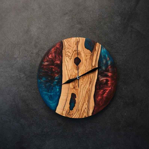 <b>Modern</b> Epoxy Resin Art <b>Wall</b> <b>Clock</b> Handmade Decorative Quartz Needle Movement Still Life Pattern Living Room <b>Clock</b> - Product Image 2