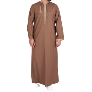 New Earth Tone Brown <b>Men</b> <b>Thobe</b> Saudi Arabian Style Jubba Long Sleeve Islamic Dress For <b>Men</b> Arabic Kandura Dishdasha Robe - Product Image 1
