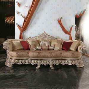 ชุดโซฟาห้องนั่งเล่นไม้มะฮอกกานีแท้สไตล์ฝรั่งเศสสุดหรู แกะสลักด้วยมือ บุฟองน้ำอย่างดี ผลิตในอินโดนีเซีย - Product Image 3